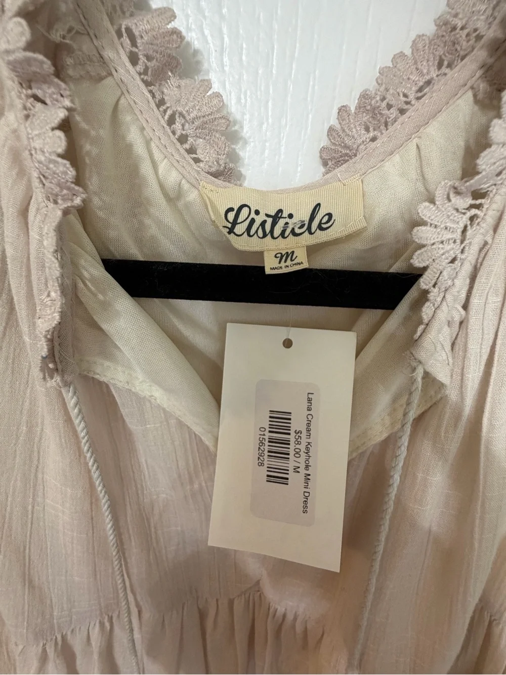 Women’s Lace-Sleeve Boho Dress in Blush